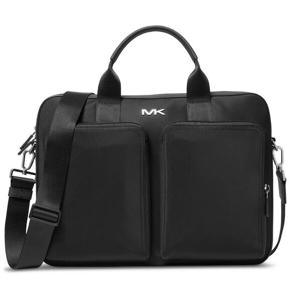 Michael Kors Men's Utility Pocket Logo Briefcase Black - Picture 1 of 9